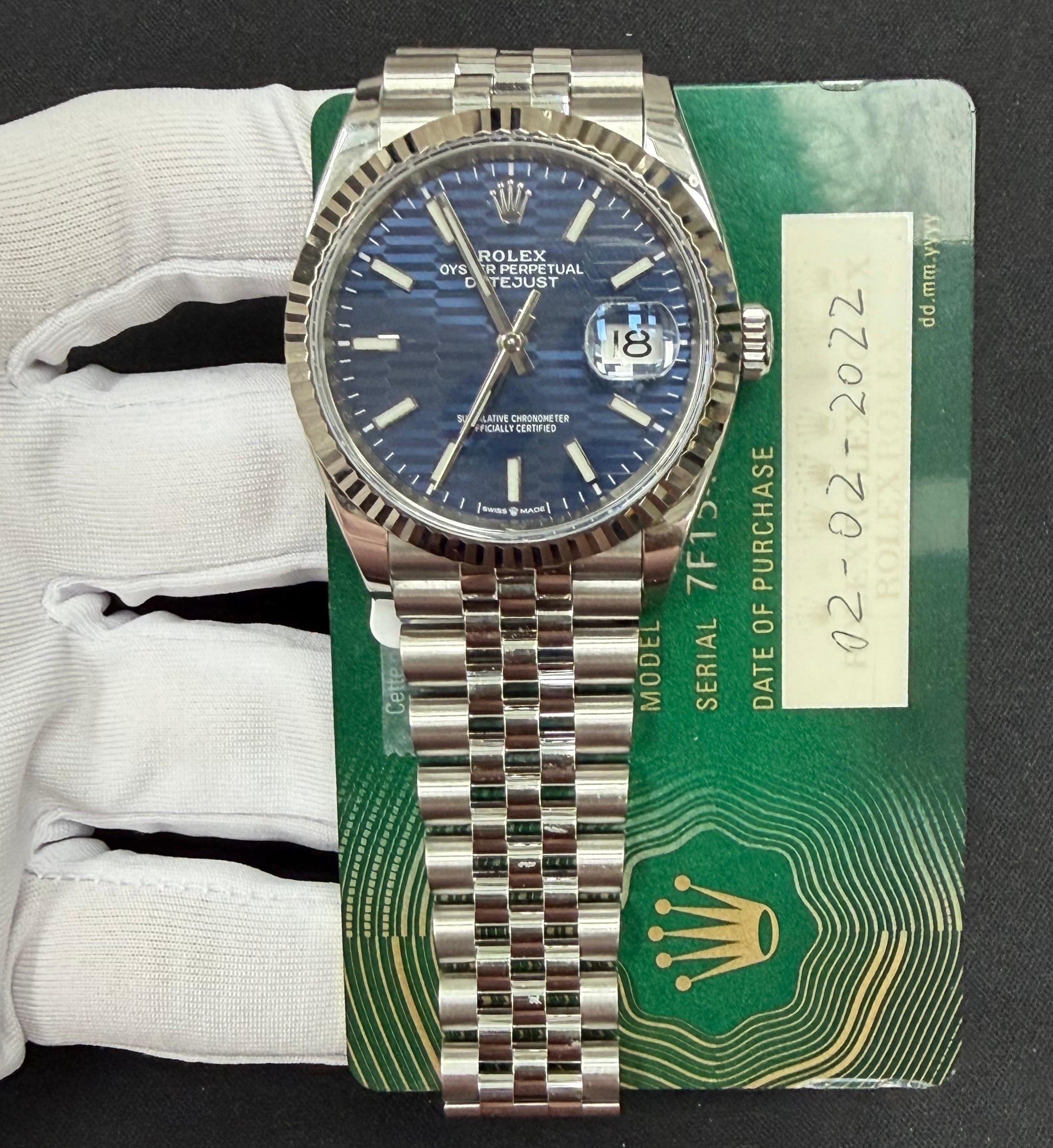 Rolex Datejust 36mm Stainless Steel Blue Motif Dial Ref. 126234