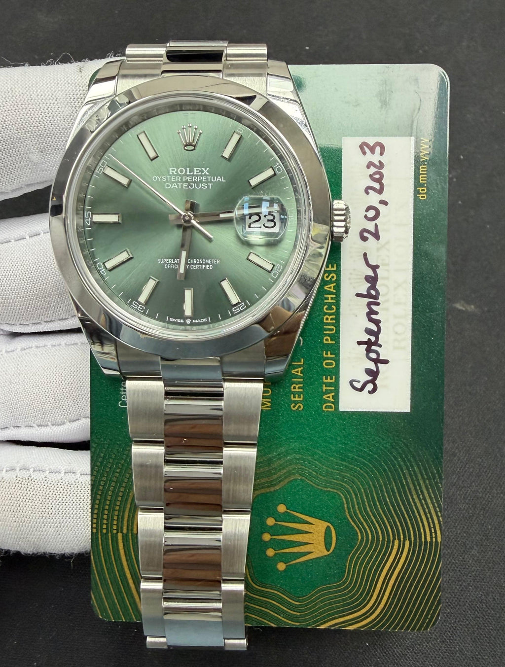 Rolex Datejust 41mm Stainless Steel Mint Green Dial Ref. 126300