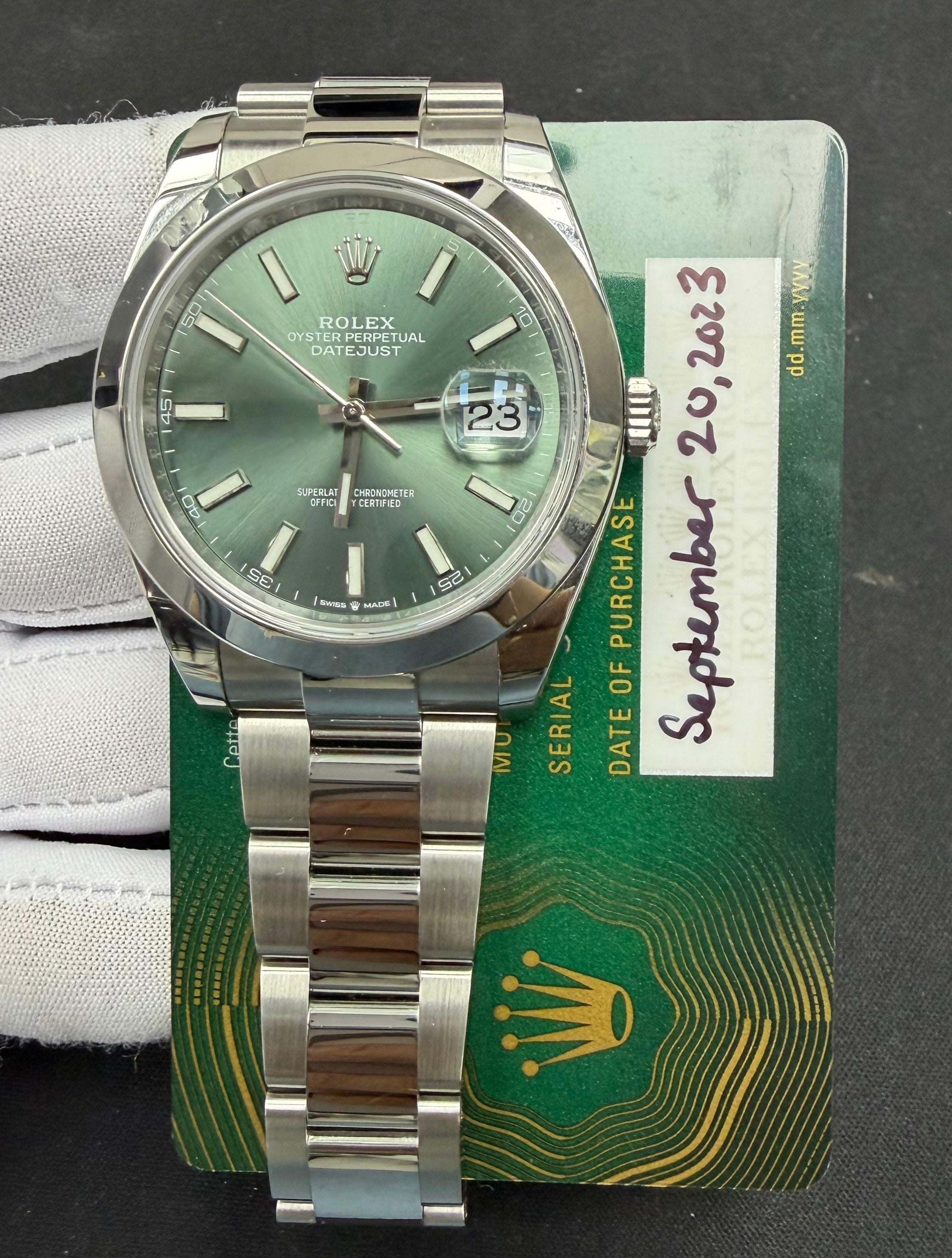 Rolex Datejust 41mm Stainless Steel Mint Green Dial Ref. 126300