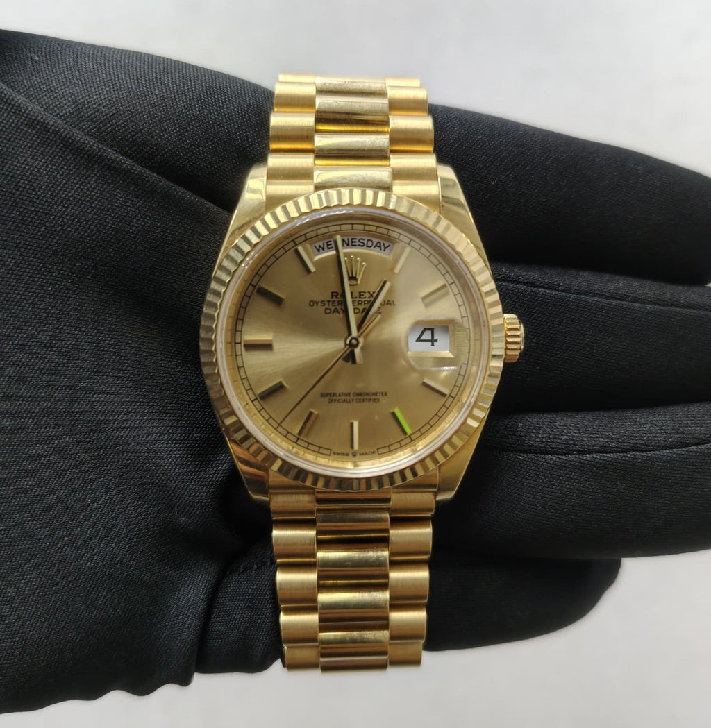Rolex Day-Date 36mm 18K Yellow Gold Champagne Dial Ref. 128238