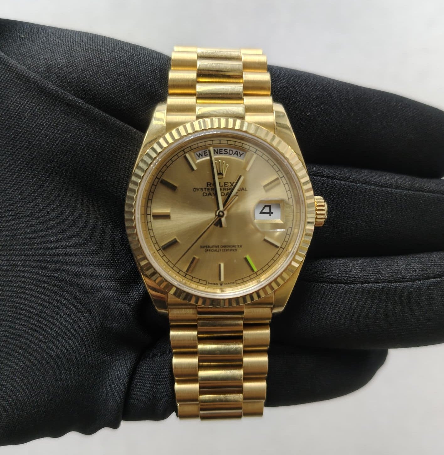 Rolex Day-Date 36mm 18K Yellow Gold Champagne Dial Ref. 128238