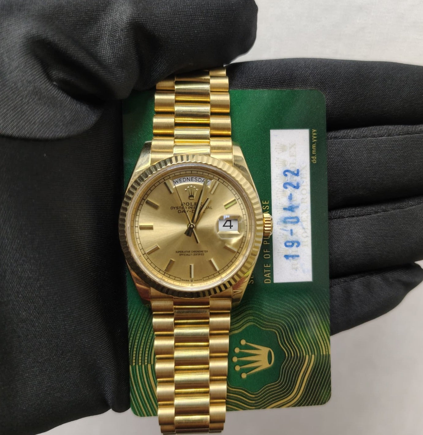 Rolex Day-Date 36mm 18K Yellow Gold Champagne Dial Ref. 128238