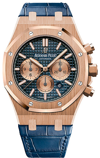 Audemars Piguet Royal Oak 41mm 18K Rose Gold Blue Tapisserie Dial Ref. 266331OR00D35CR.01