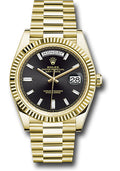 Rolex Day-Date 40mm 18K Yellow Gold Black Baguette Diamond Dial Ref. 228238RBR
