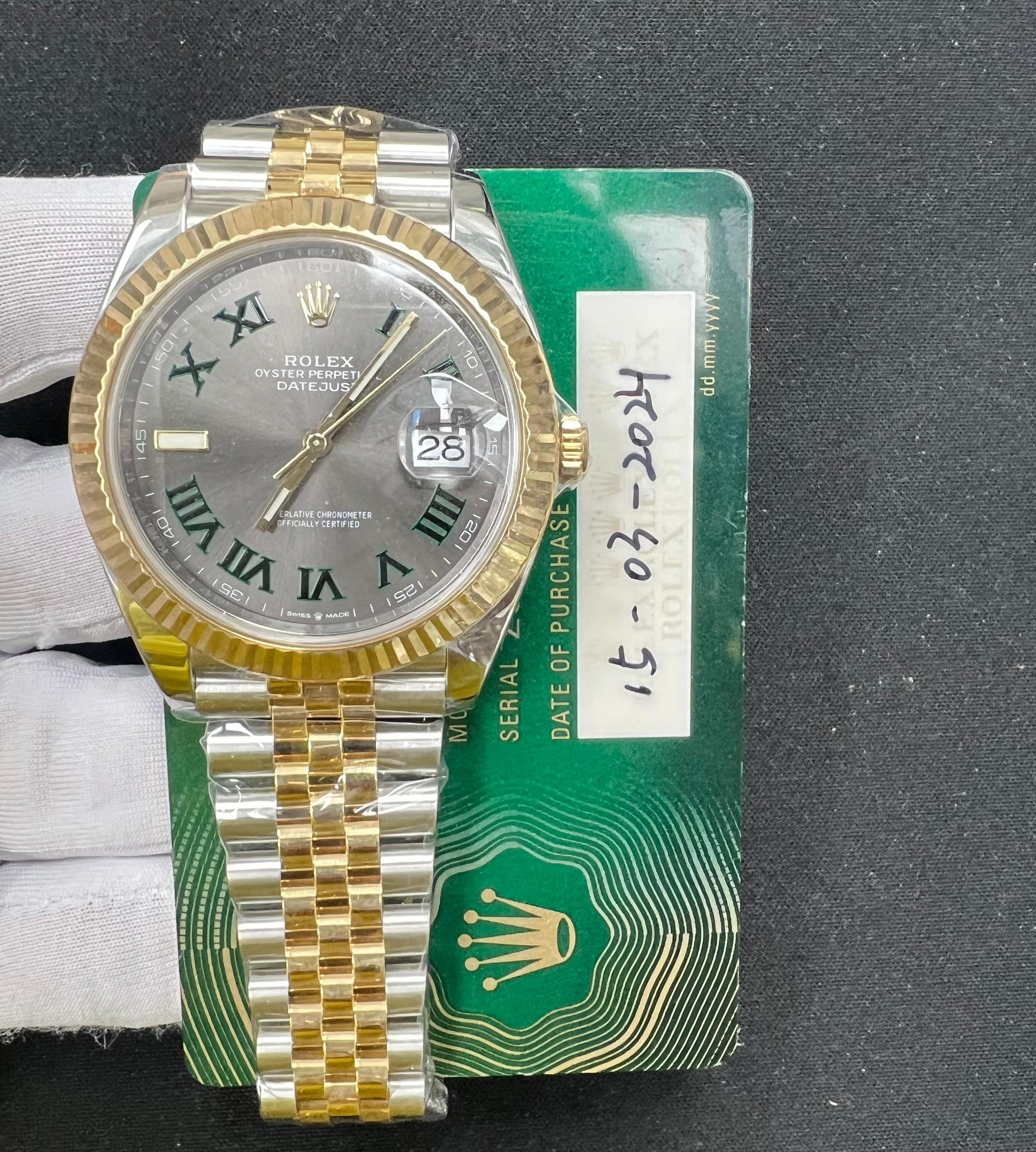 Rolex Datejust 41mm Two-Tone 18K Yellow Gold & Steel Wimbledon Dial Ref. 126333