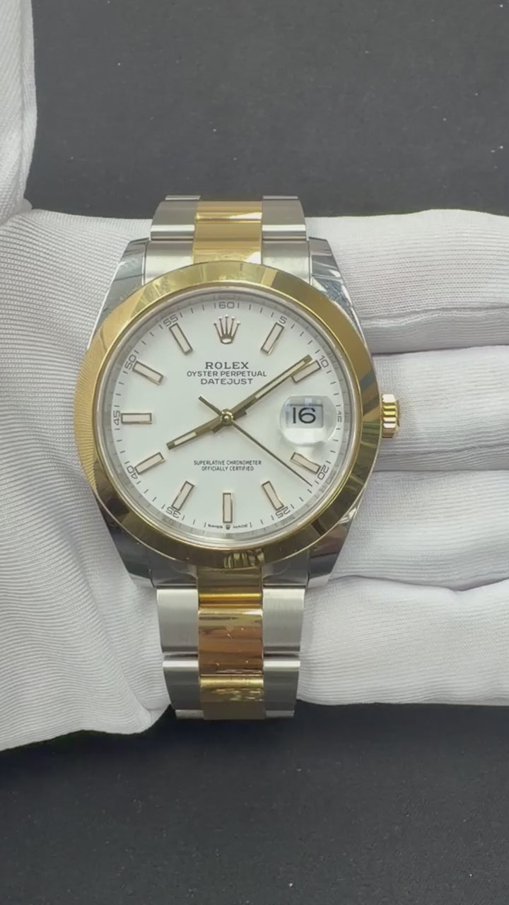 Rolex Datejust 41mm Two-Tone 18K Yellow Gold & Steel White Dial Ref. 126303