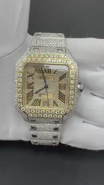 Cartier Santos 40mm Two-Tone 18K Yellow Gold & Steel Roman Diamond Dial Ref. WSSA0062