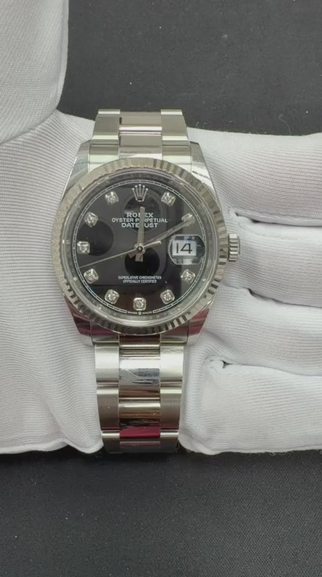 Rolex Datejust 36mm Stainless Steel Black Diamond Dial Ref. 126234
