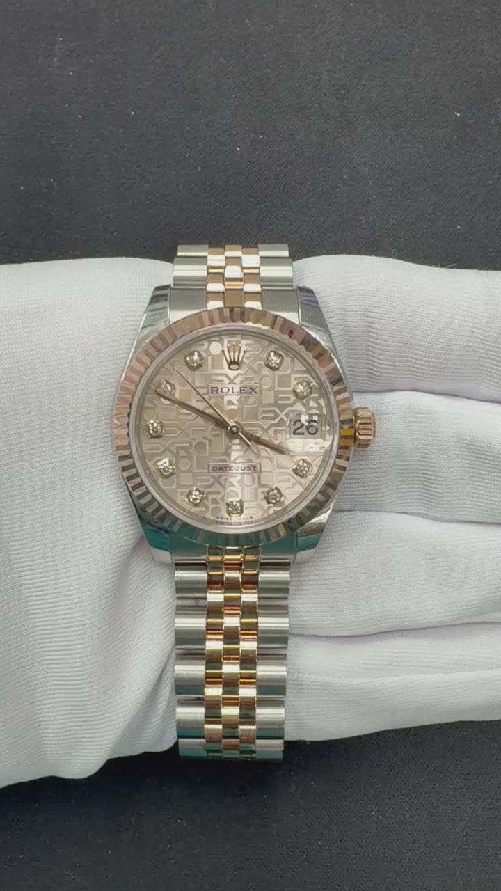Rolex Datejust 31mm Two-Tone 18K Rose Gold & Steel Pink Diamond Dial Ref. 178271