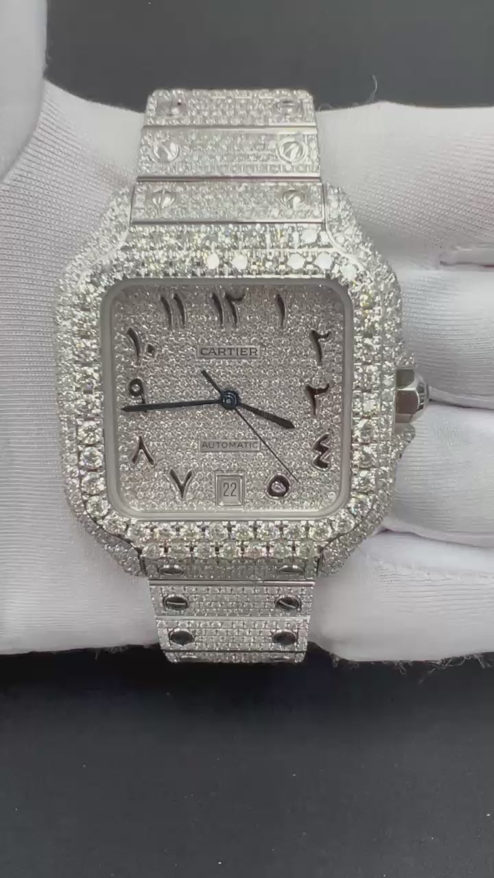 Cartier Santos 40mm Stainless Steel Arabic Diamond Dial Ref. WSSA0018