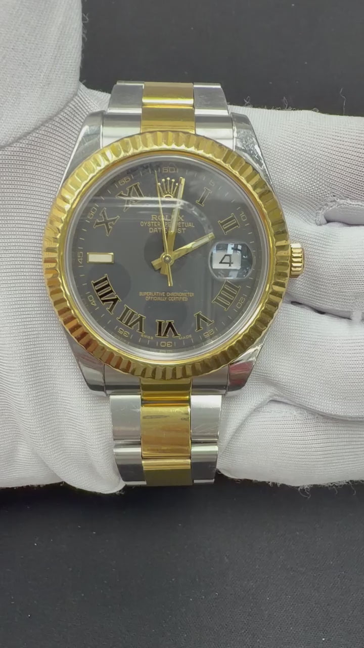 Rolex Datejust II 41mm Two-Tone 18K Yellow Gold & Steel Rhodium Roman Dial Ref. 116333