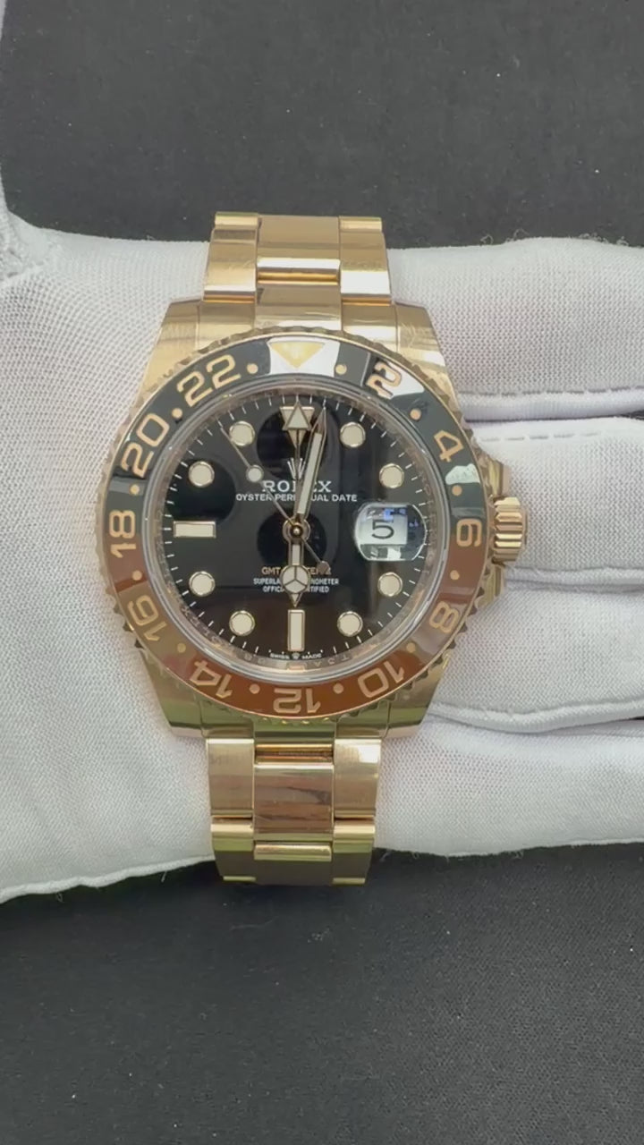 Rolex GMT Master II 40mm 18K Rose Gold Black Dial Ref. 126715CHNR