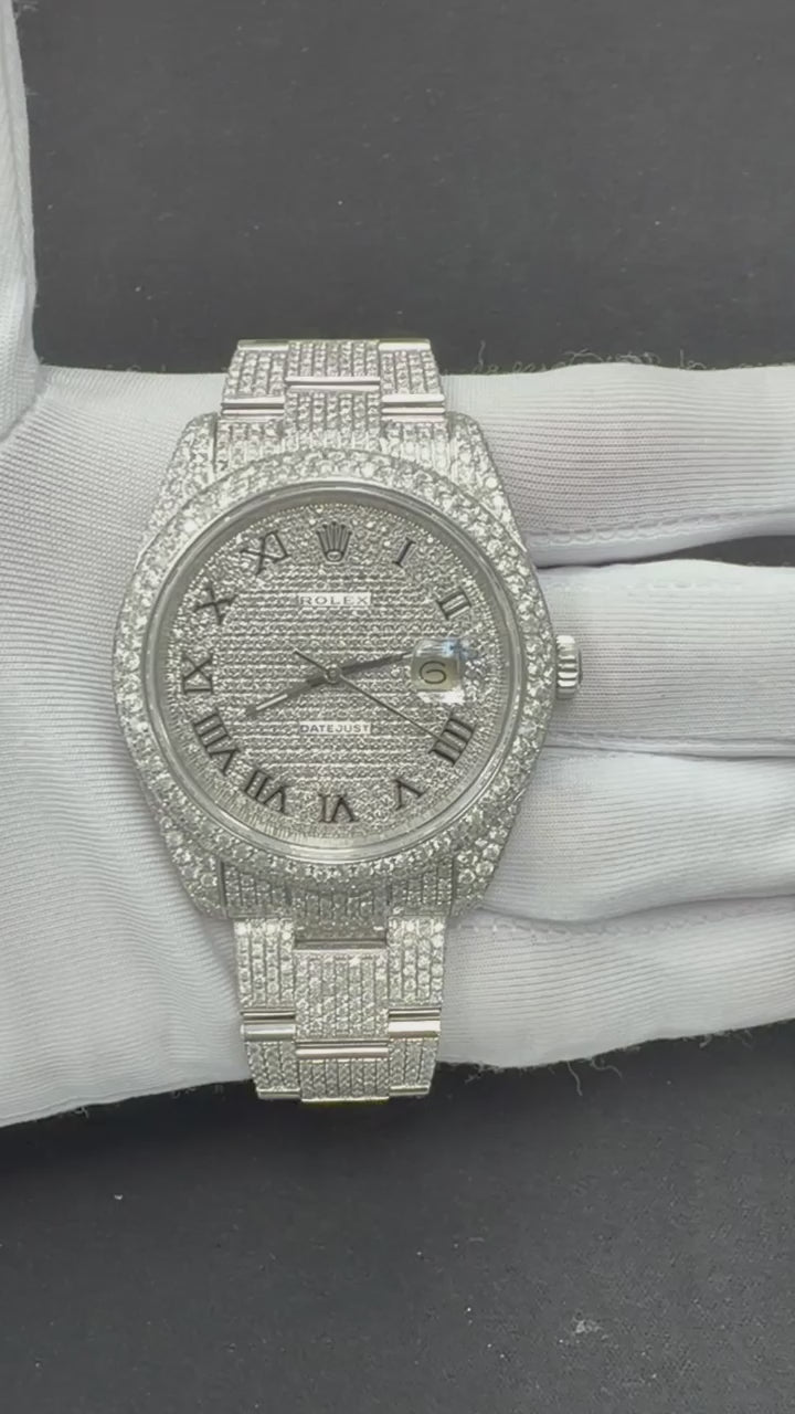 Rolex Datejust 41mm Stainless Steel Roman Diamond Dial Ref. 126300
