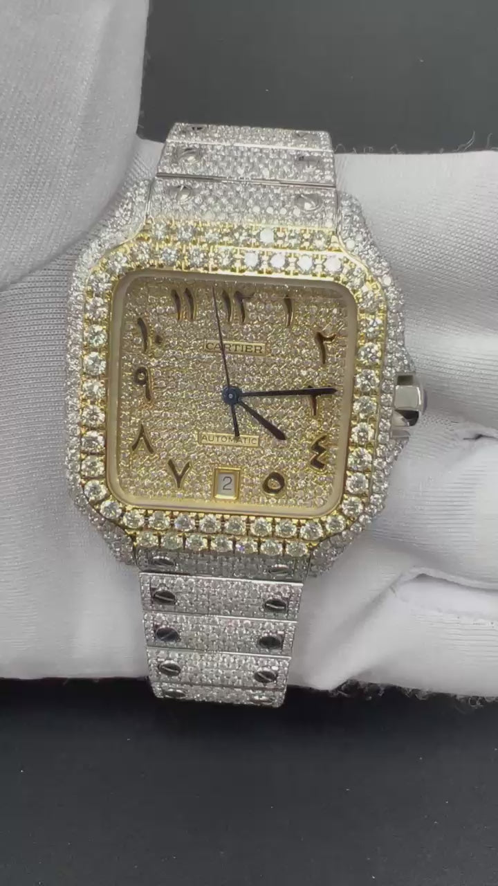 Cartier Santos 40mm Two-Tone 18K Yellow Gold & Steel Arabic Diamond Dial Ref. WSSA0062
