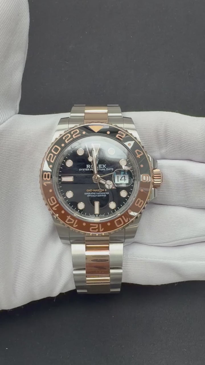 Rolex GMT Master II 40mm Two-Tone 18K Rose Gold & Steel Black Dial Ref. 126711CHNR