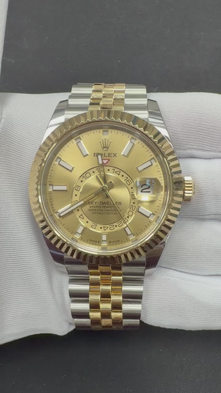 Rolex Sky Dweller 42mm Two-Tone 18K Yellow Gold & Steel Champagne Dial Ref. 336933