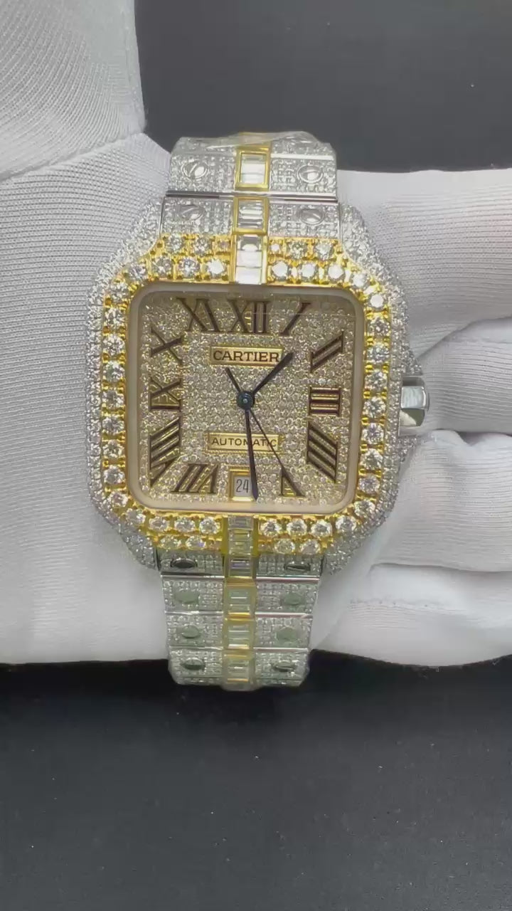 Cartier Santos 40mm Two-Tone 18K Yellow Gold & Steel Roman Diamond Dial Ref. WSSA0030