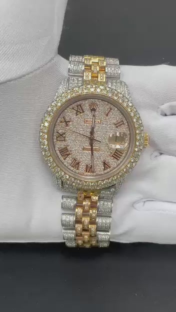 Rolex Datejust 41mm Two-Tone 18K Rose Gold & Steel Roman Diamond Dial