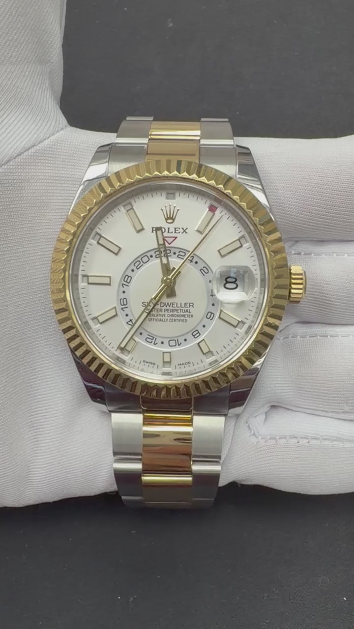 Rolex Sky Dweller 42mm Two-Tone 18K Yellow Gold & Steel White Dial Ref. 326933