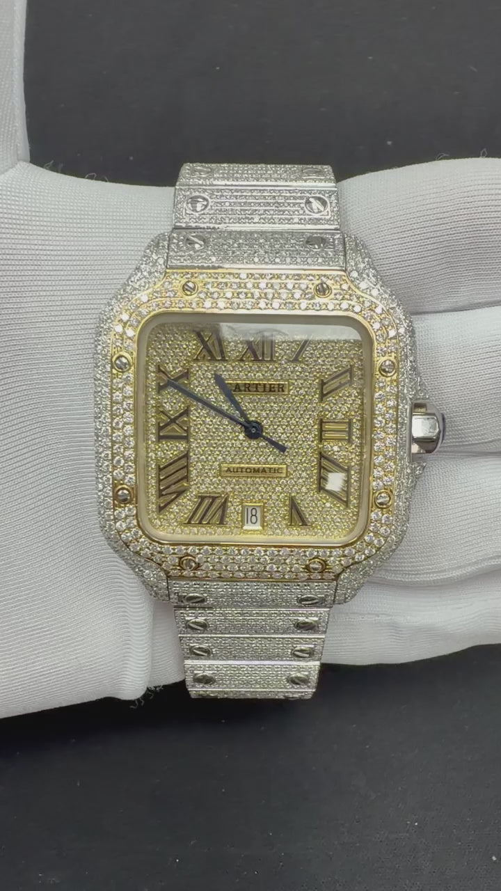 Cartier Santos 40mm Two-Tone 18K Yellow Gold & Steel Roman Diamond Dial Ref. WSSA0009