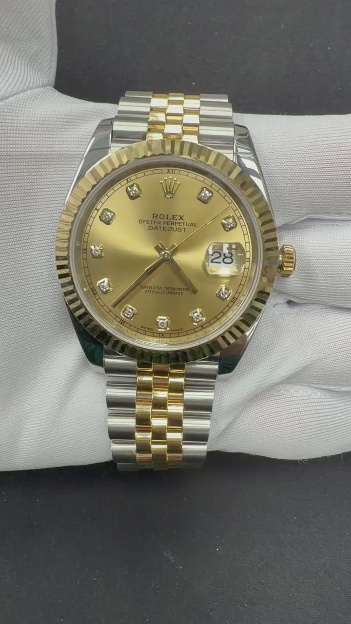 Rolex Datejust 41mm Two-Tone 18K Yellow Gold & Steel Champagne Diamond Dial Ref. 126333