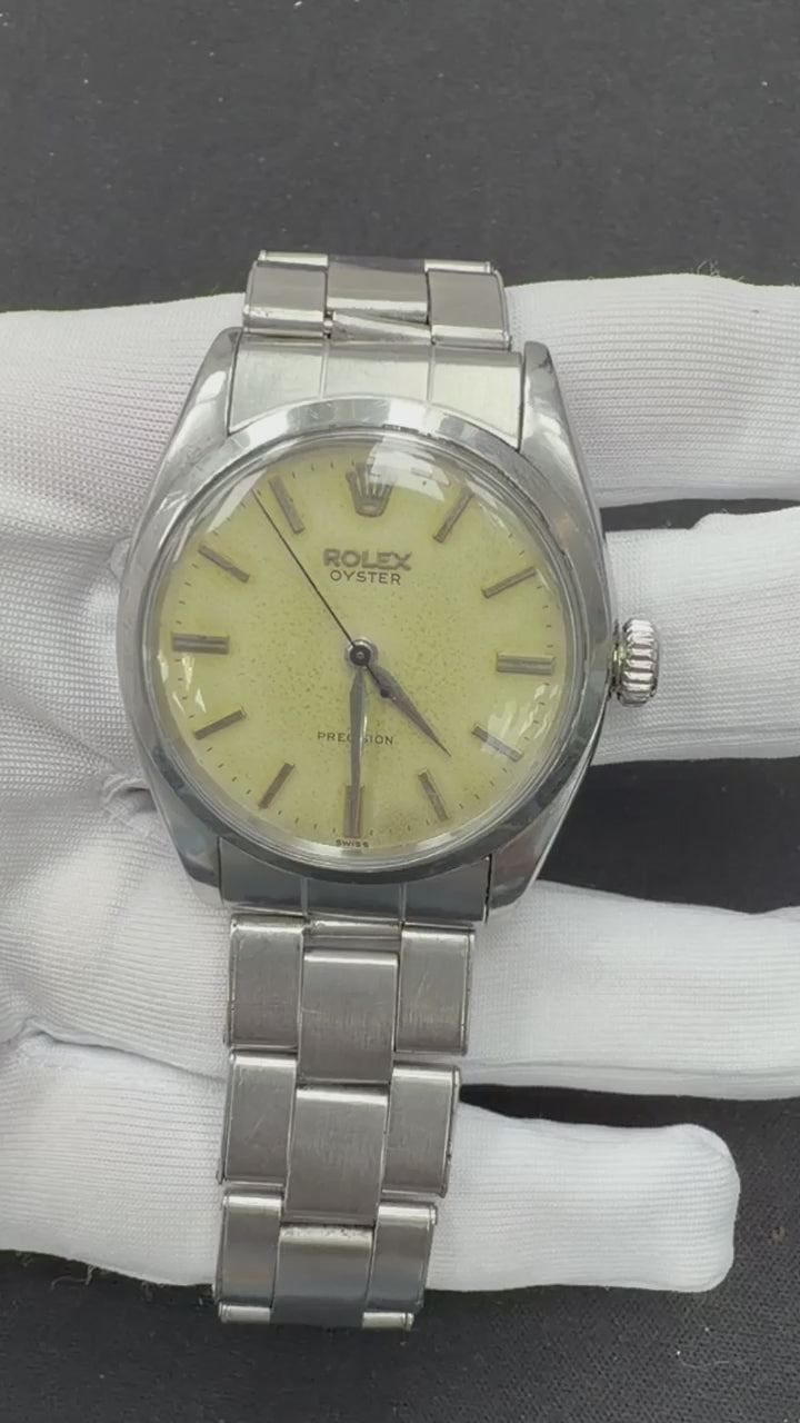 Rolex Oyster Precision 34mm Stainless Steel Pale Yellow Dial Ref. 6422