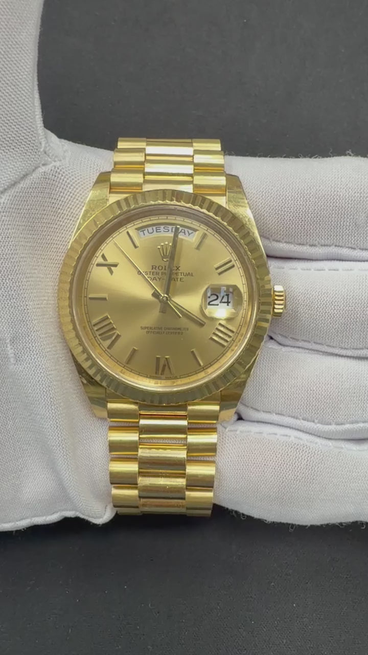 Rolex Day-Date 40mm 18K Yellow Gold Champagne Roman Dial Ref. 228238