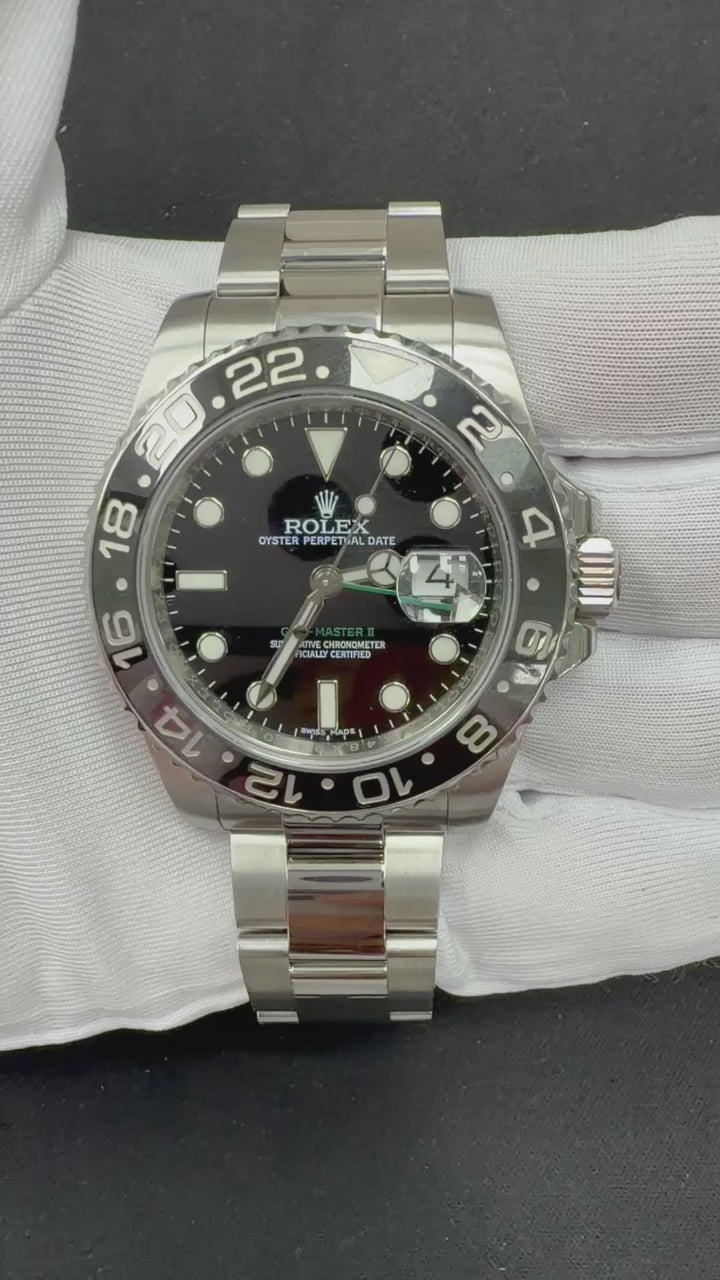 Rolex GMT Master II 40mm Stainless Steel Black Dial Ref. 116710LN