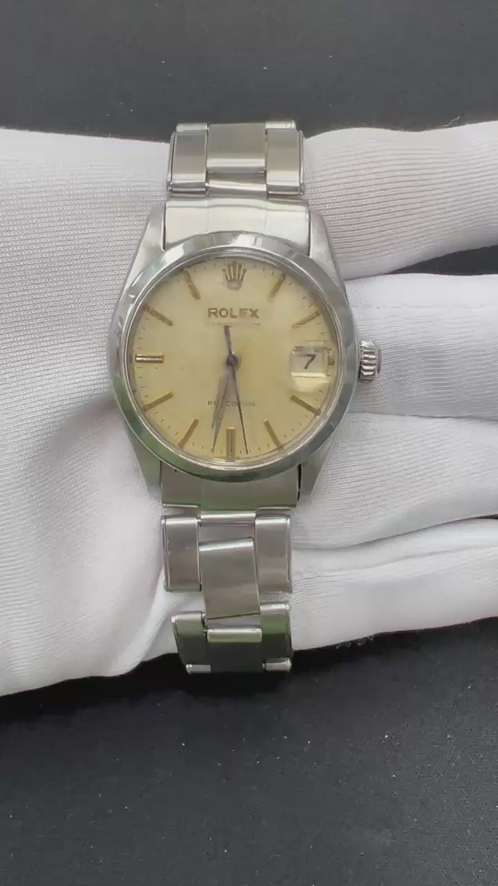 Rolex Oysterdate 31mm Stainless Steel Pale Yellow Dial Ref. 6466