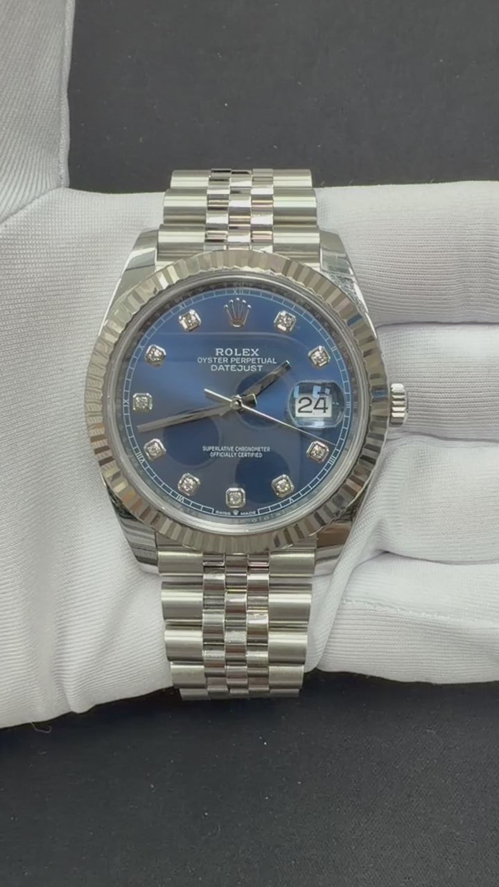 Rolex Datejust 41mm Stainless Steel Blue Diamond Dial Ref. 126334
