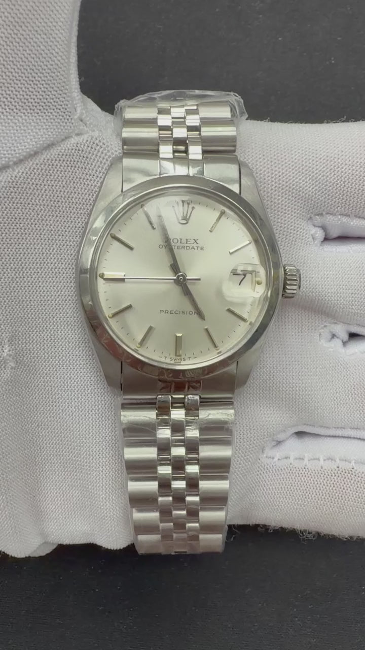 Rolex Oysterdate 34mm Stainless Steel Silver Dial