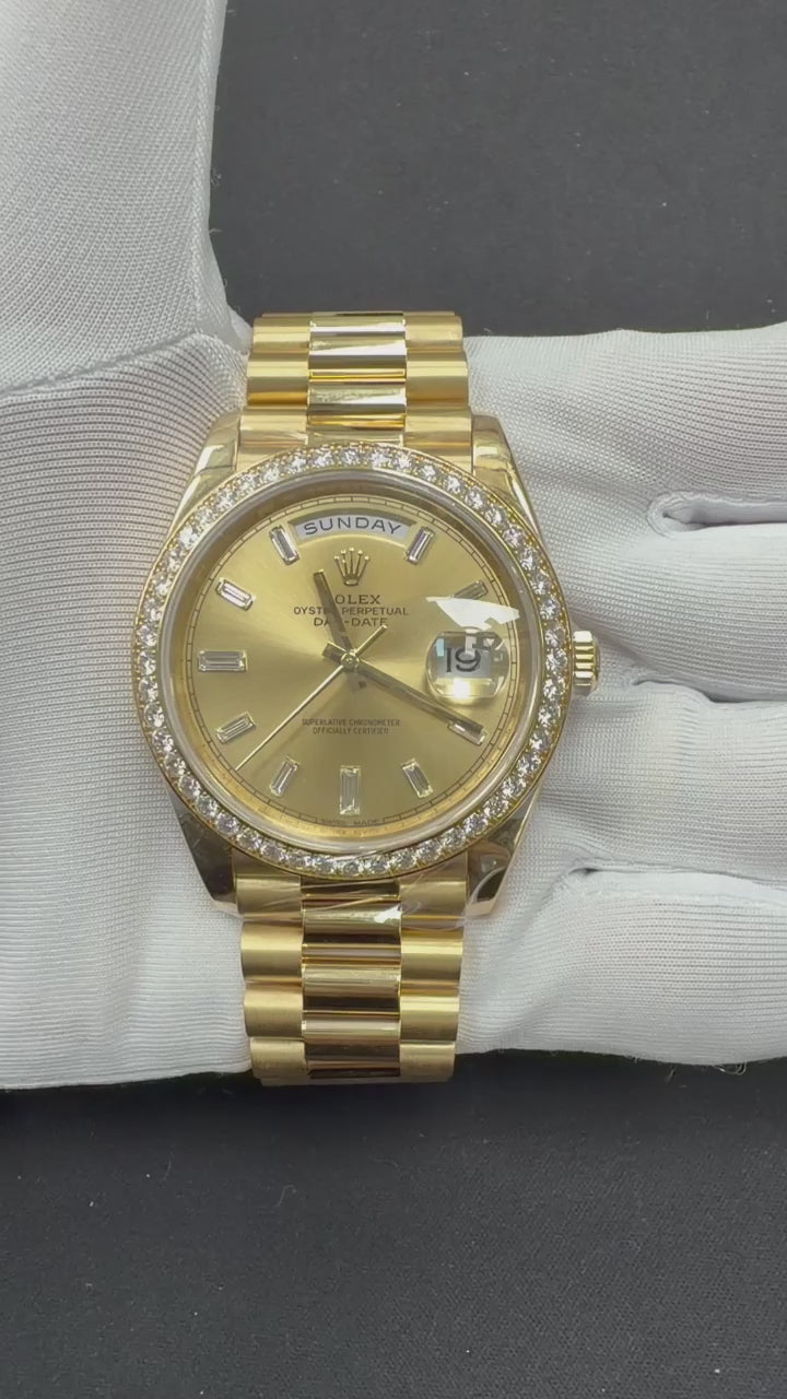 Rolex Day-Date 40mm 18K Yellow Gold Champagne Diamond Dial Ref. 228348RBR