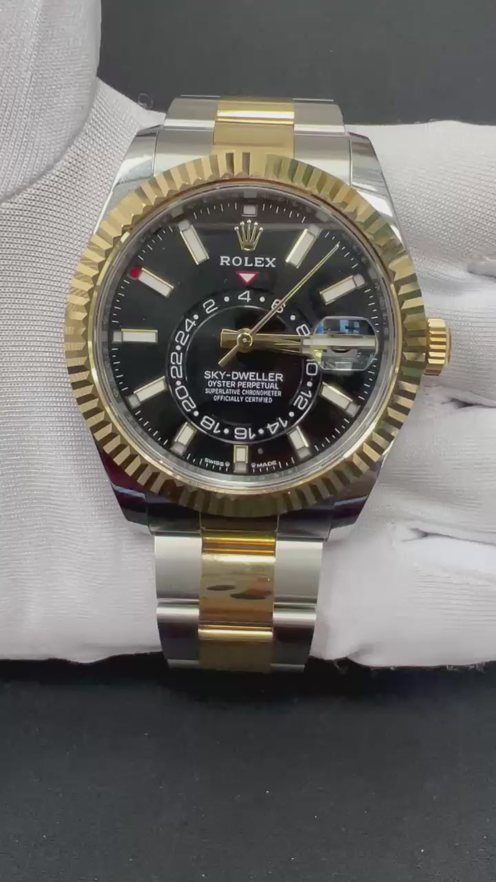 Rolex Sky Dweller 42mm Two-Tone 18K Yellow Gold & Steel Black Dial Ref. 336933