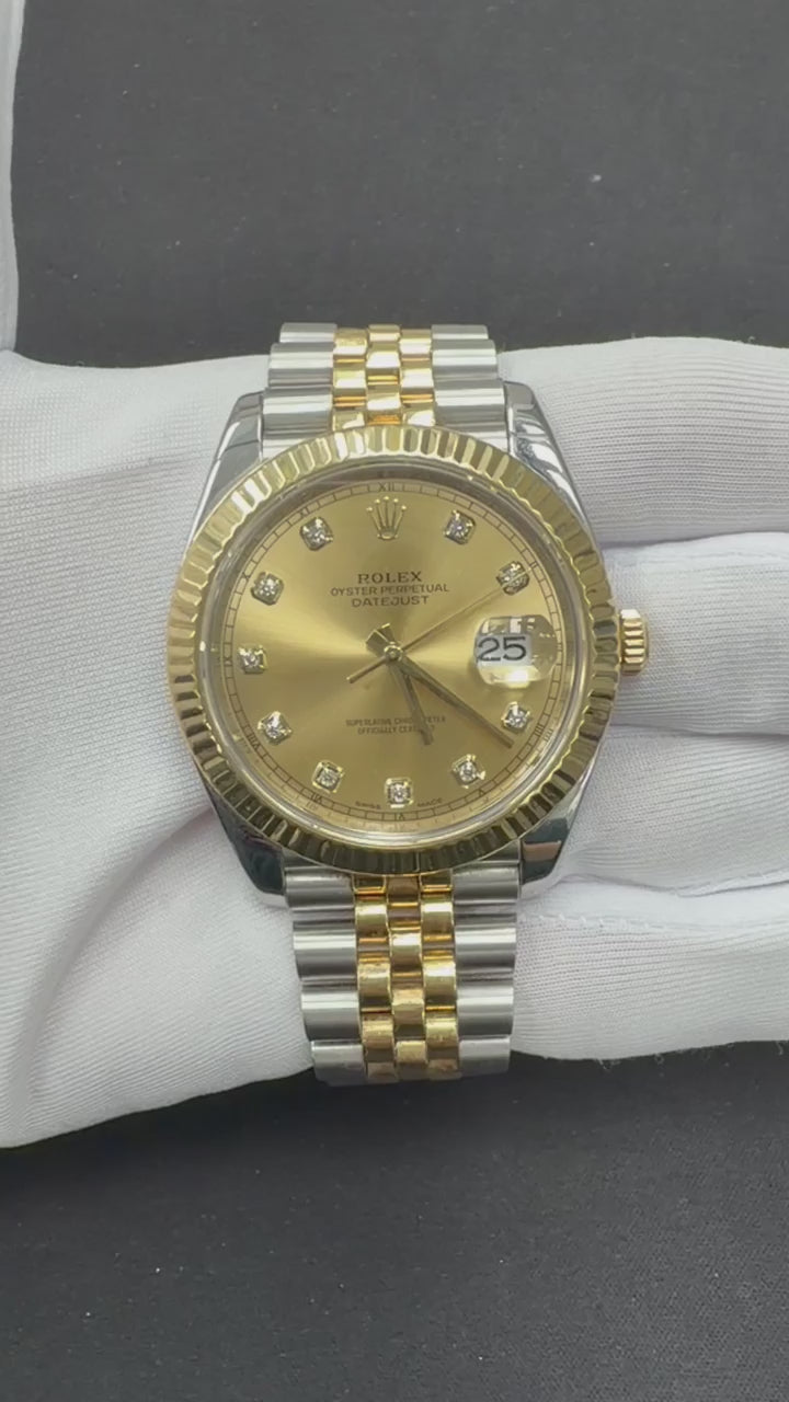Rolex Datejust 41mm Two-Tone 18K Yellow Gold & Steel Champagne Diamond Dial Ref. 126333
