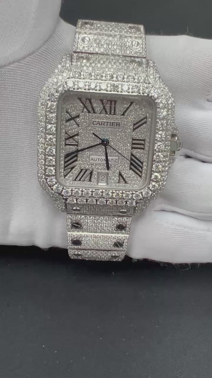 Cartier Santos 40mm Stainless Steel Roman Diamond Dial Ref. WSSA0018