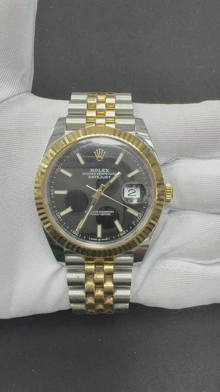 Rolex Datejust 41mm Two-Tone 18K Yellow Gold & Steel Black Dial Ref. 126333