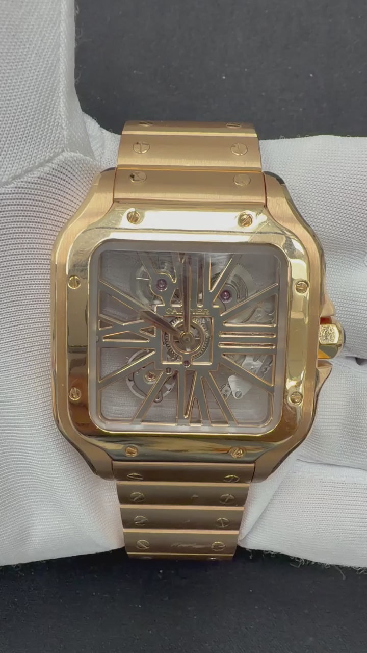 Cartier Santos 41mm 18K Rose Gold Skeleton Dial Ref. WHSA0016