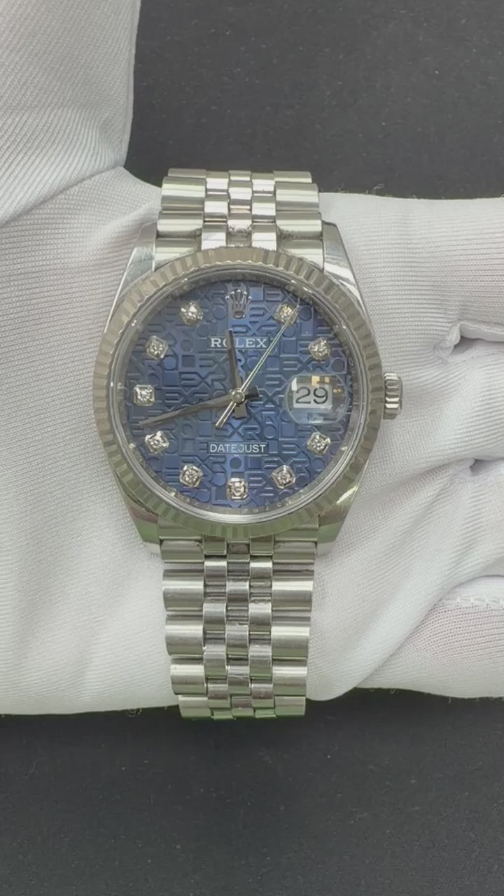 Rolex Datejust 36mm Stainless Steel Blue Diamond Dial Ref. 126234
