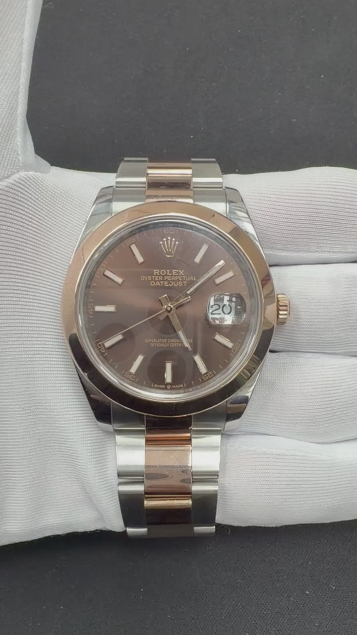 Rolex Datejust 41mm Two-Tone 18K Rose Gold & Steel Chocolate Dial Ref. 126301