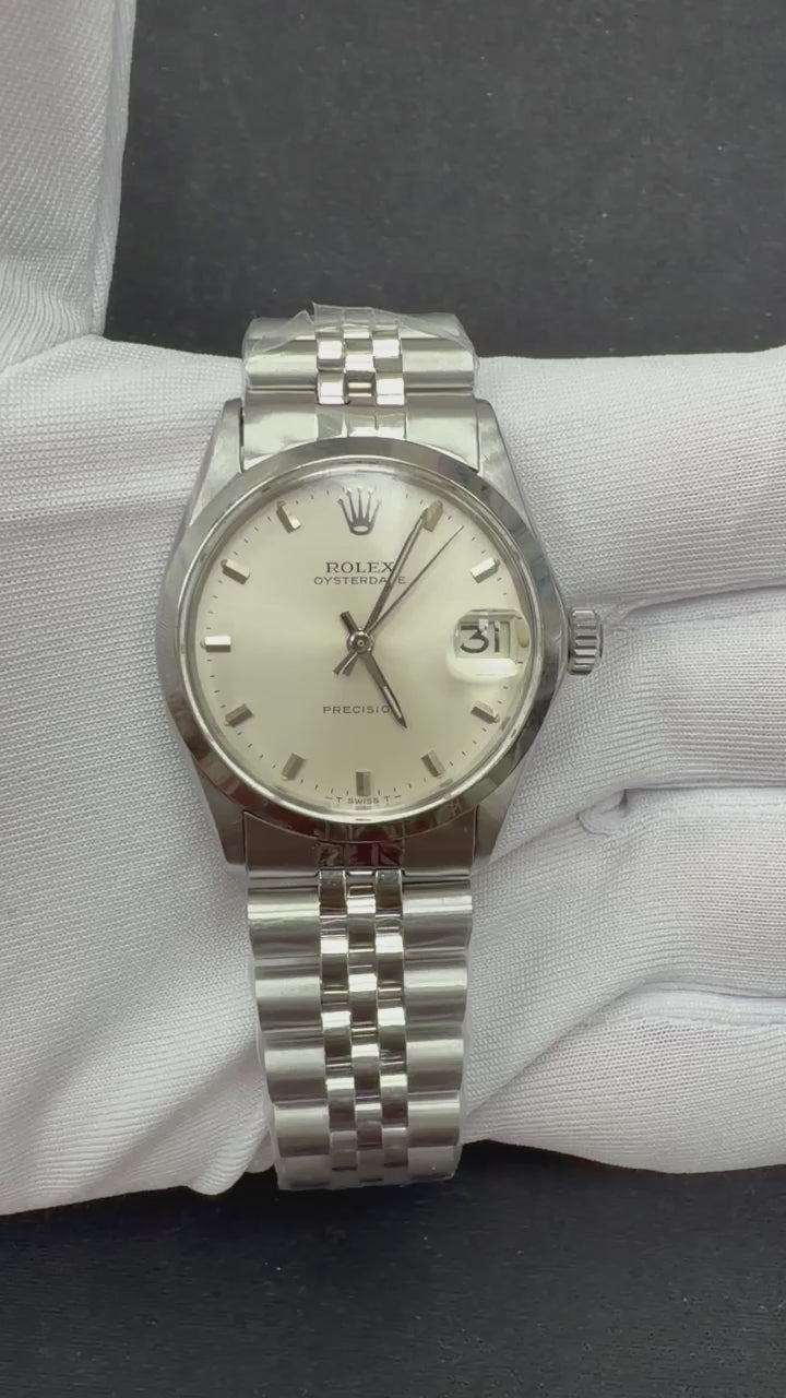 Rolex Oysterdate 34mm Stainless Steel Silver Dial