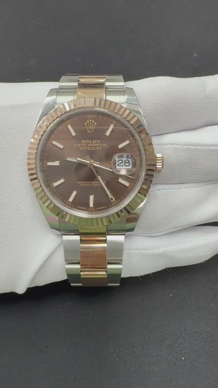 Rolex Datejust 41mm Two-Tone 18K Rose Gold & Steel Chocolate Dial Ref. 126331