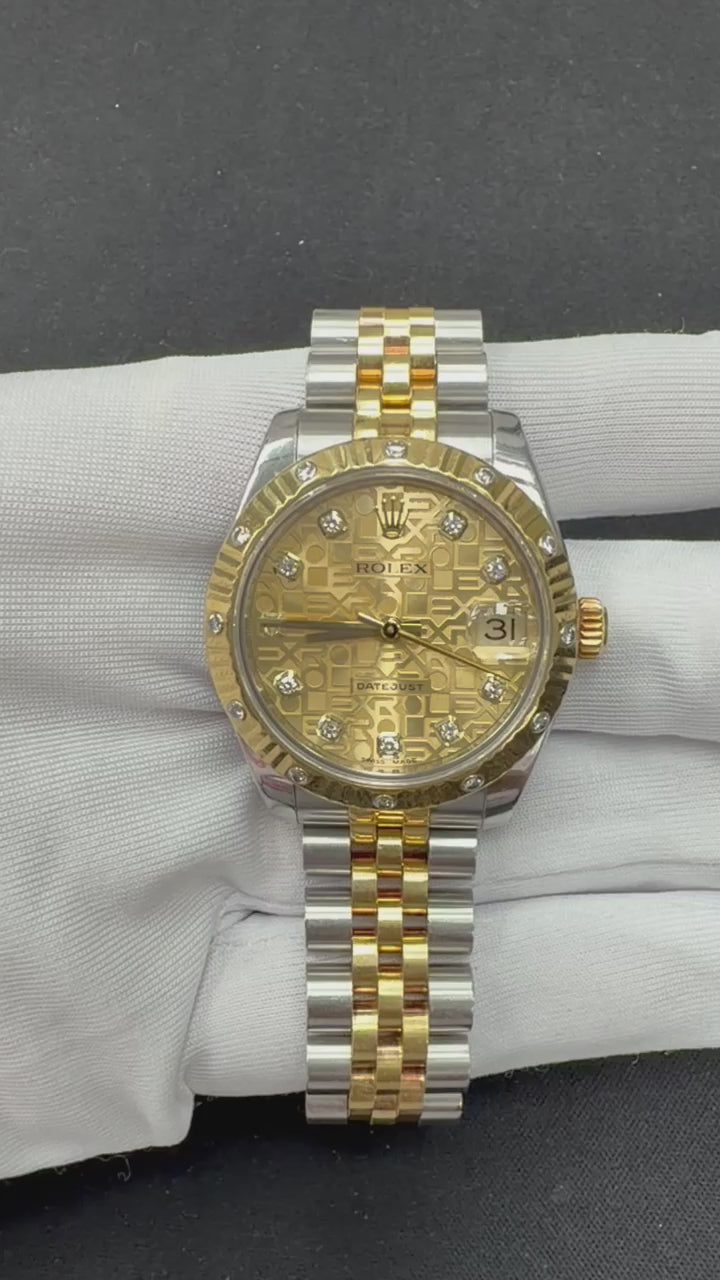 Rolex Datejust 31mm Two-Tone 18K Yellow Gold & Steel Champagne Diamond Dial Ref. 178313