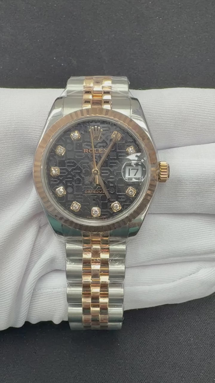 Rolex Datejust 31mm Two-Tone 18K Rose Gold & Steel Black Diamond Dial Ref. 178271