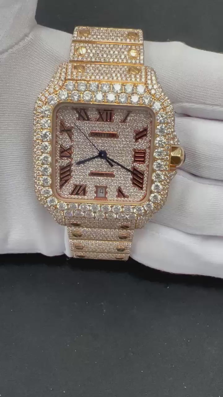 Cartier Santos 40mm Two-Tone 18K Rose Gold & Steel Roman Diamond Dial Ref. WSSA0018