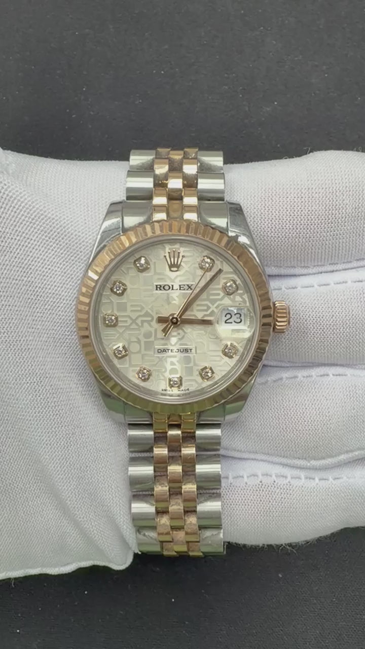 Rolex Datejust 31mm Two-Tone 18K Rose Gold & Steel White Diamond Dial Ref. 178271