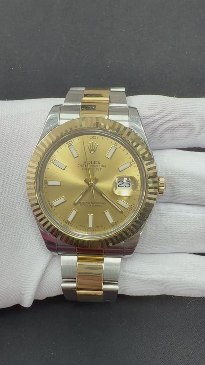 Rolex Datejust II 41mm Two-Tone 18K Yellow Gold & Steel Champagne Dial Ref. 116333