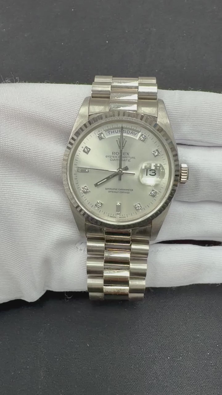 Rolex Day-Date 36mm Stainless Steel MOP Diamond Dial