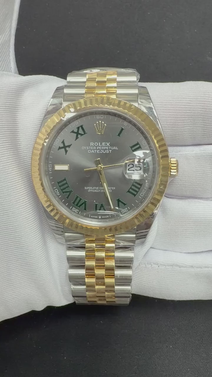 Rolex Datejust 41mm Two-Tone 18K Yellow Gold & Steel Wimbledon Dial Ref. 126333