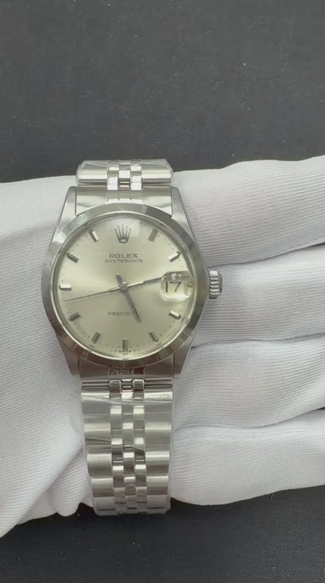 Rolex Oysterdate 34mm Stainless Steel Silver Dial