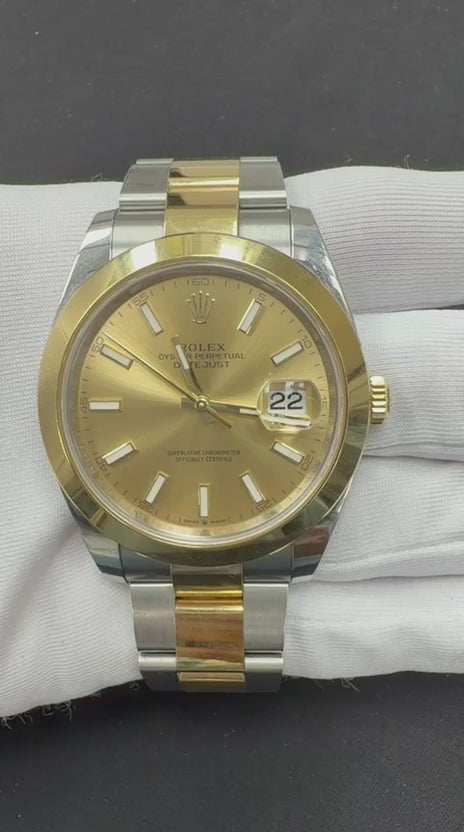 Rolex Datejust 41mm Two-Tone 18K Yellow Gold & Steel Champagne Dial Ref. 126303